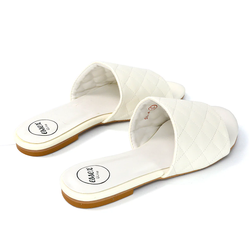 Saylor Quilted Detail Strappy Holiday Sandal Flat Sliders in Black Synthetic Leather - Image 39