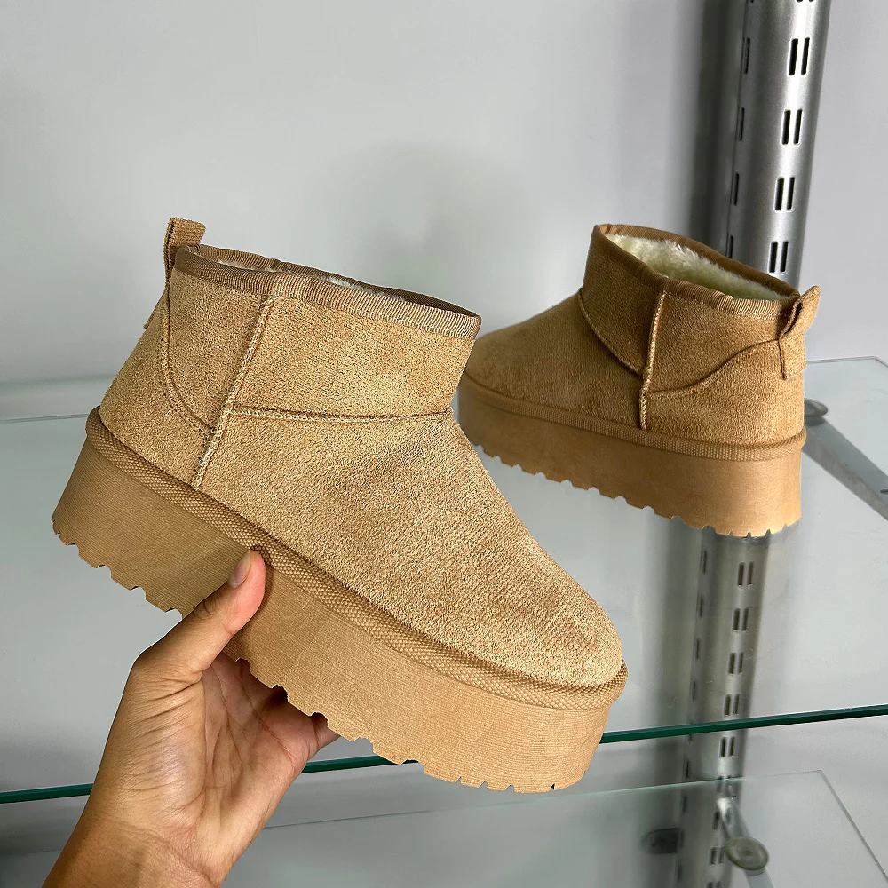 Selina Mini Micro Flatform Micro Faux Fur Ankle Boots in Chestnut - Image 30