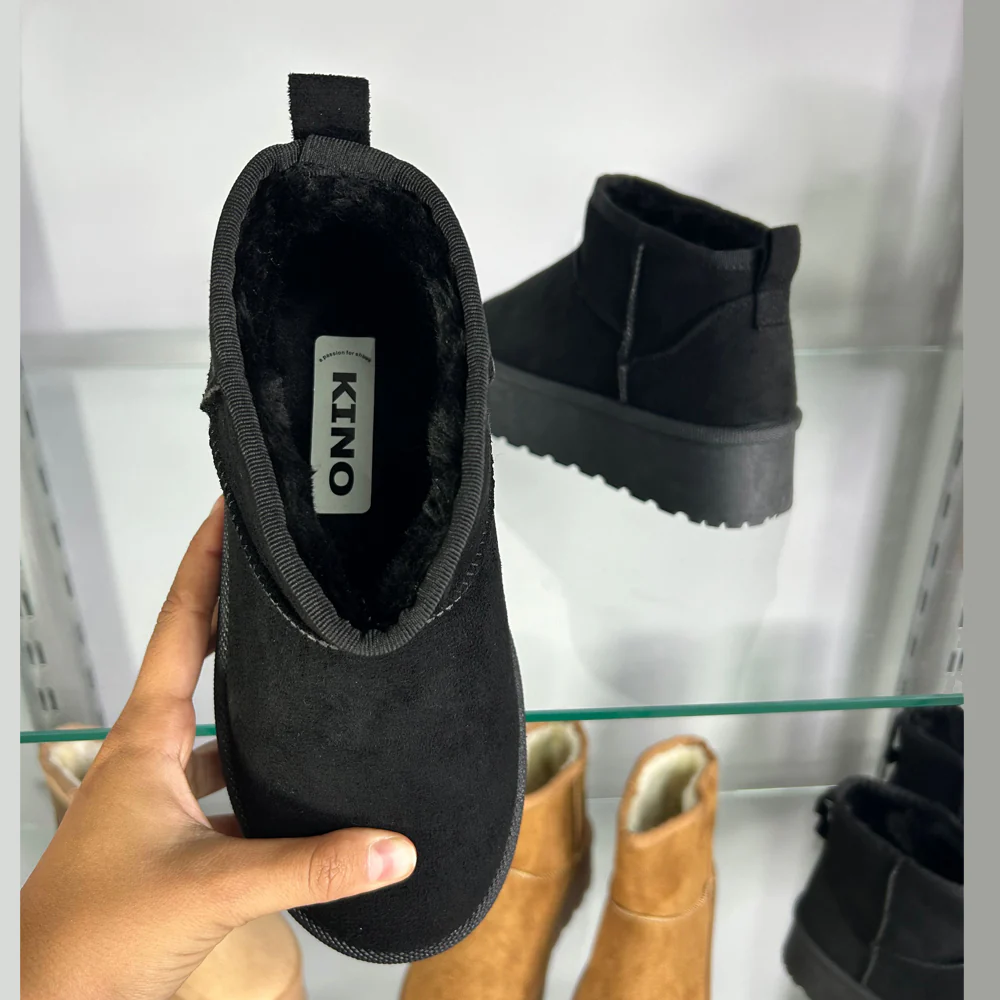 Selina Mini Micro Flatform Micro Faux Fur Ankle Boots in Stone - Image 49