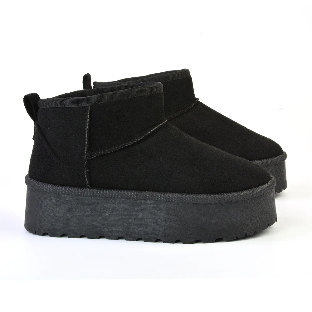 Selina Mini Micro Flatform Micro Faux Fur Ankle Boots in Stone - Image 50