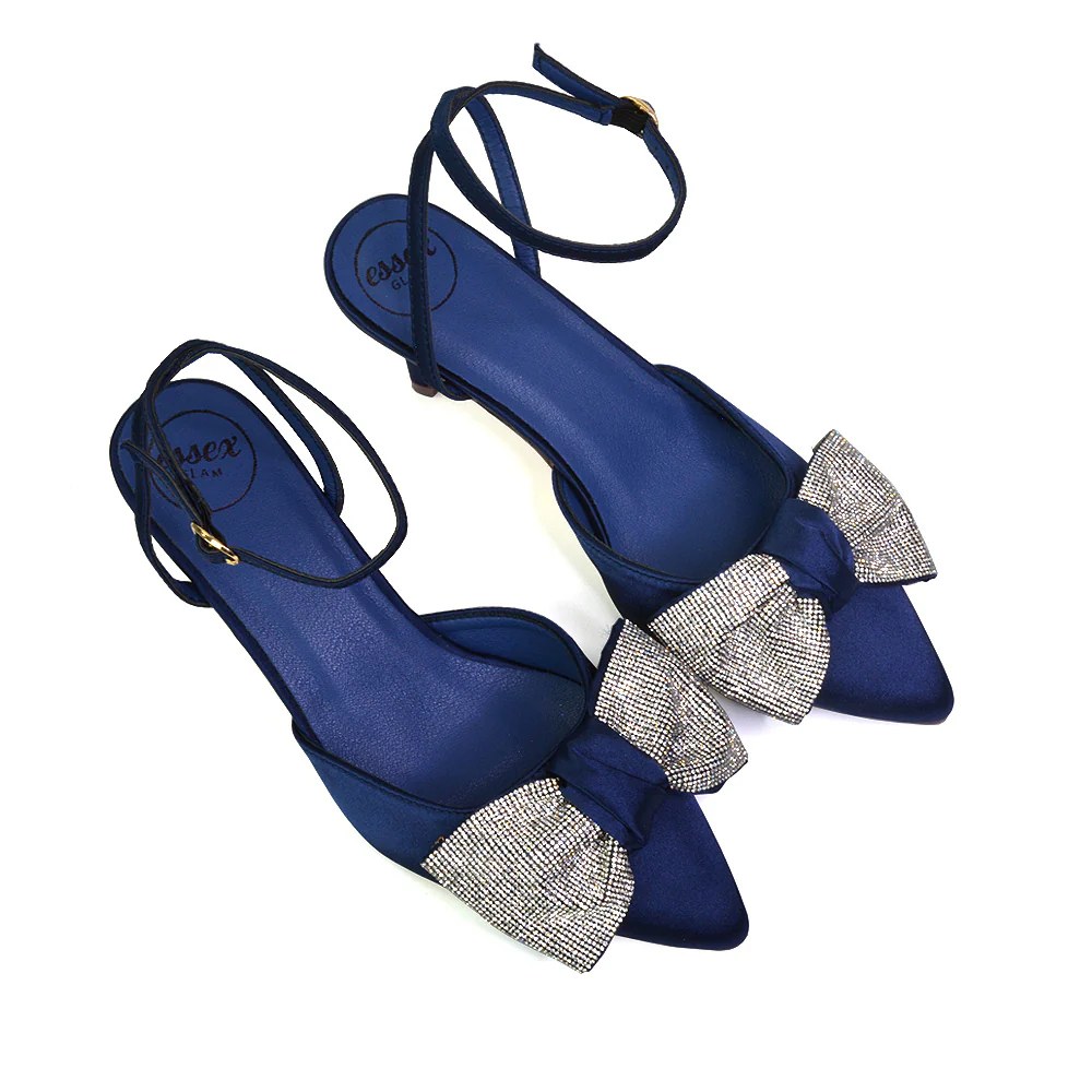 Solene Diamante Bow  Pointed Toe Court Shoes Mid Stiletto Bridal Heels in Ivory - Image 15