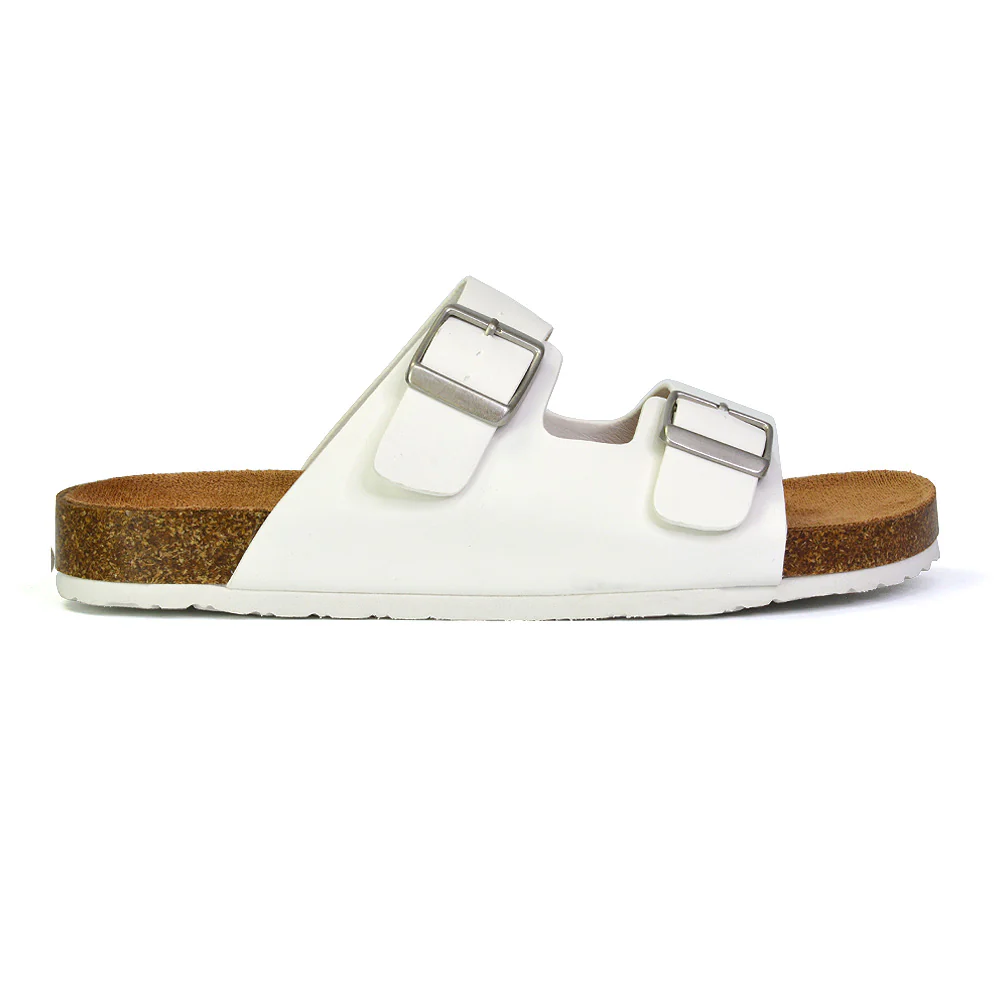 Star Double Buckle Strap Flat Slider Casual Footbed Summer Mule Holiday Sandals in Black Patent - Image 38