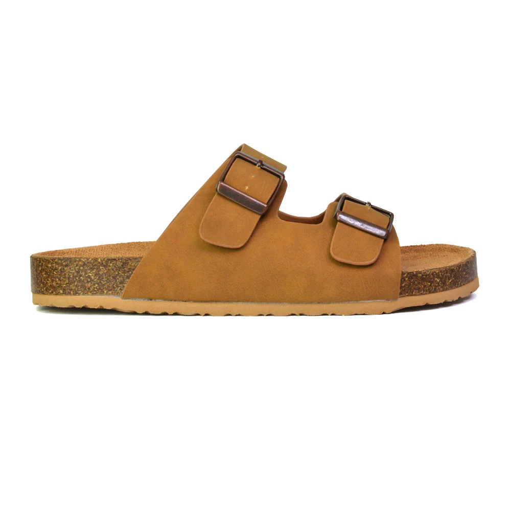Star Double Buckle Strap Flat Slider Casual Footbed Summer Mule Holiday Sandals in Black Patent - Image 68