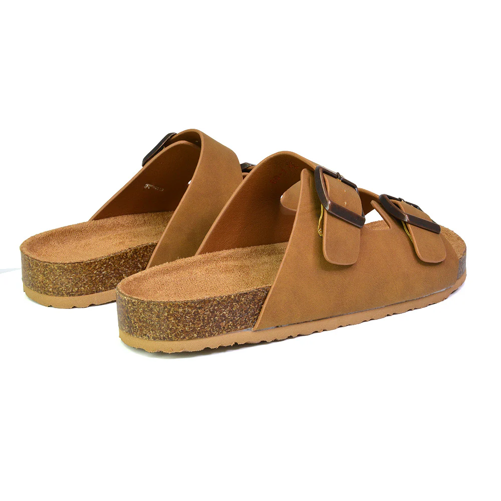 Star Double Buckle Strap Flat Slider Casual Footbed Summer Mule Holiday Sandals in Black Patent - Image 85