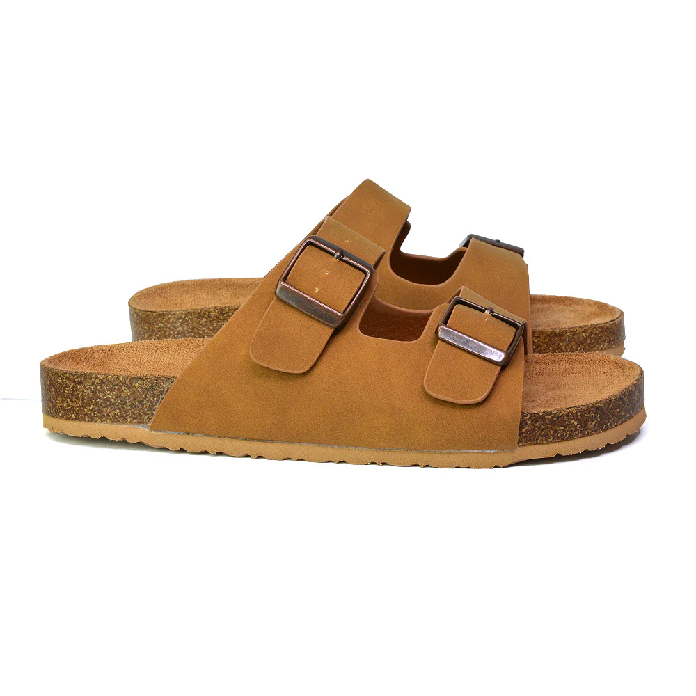 Star Double Buckle Strap Flat Slider Casual Footbed Summer Mule Holiday Sandals in Black Patent - Image 89