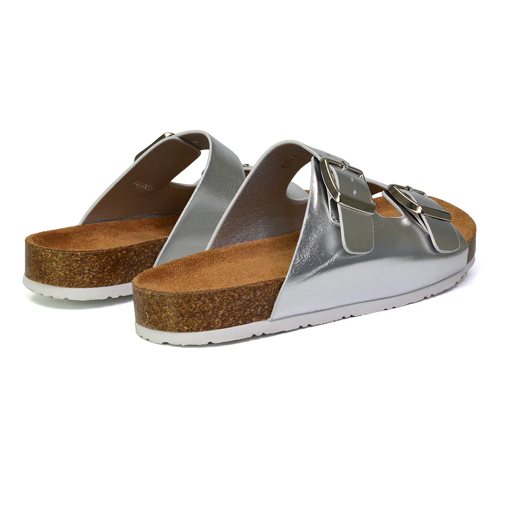 Star Double Buckle Strap Flat Slider Casual Footbed Summer Mule Sandals in Gold - Image 124
