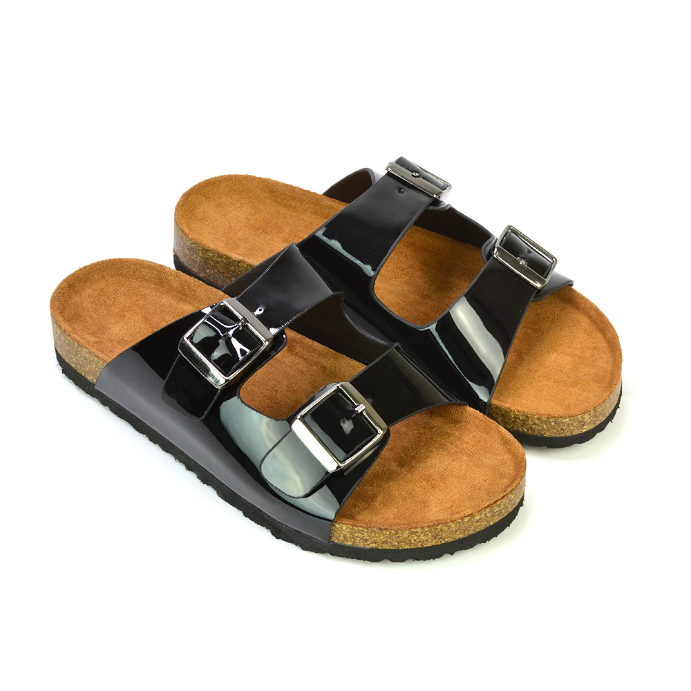 Star Double Buckle Strap Flat Slider Casual Footbed Summer Mule Sandals in Gold - Image 189