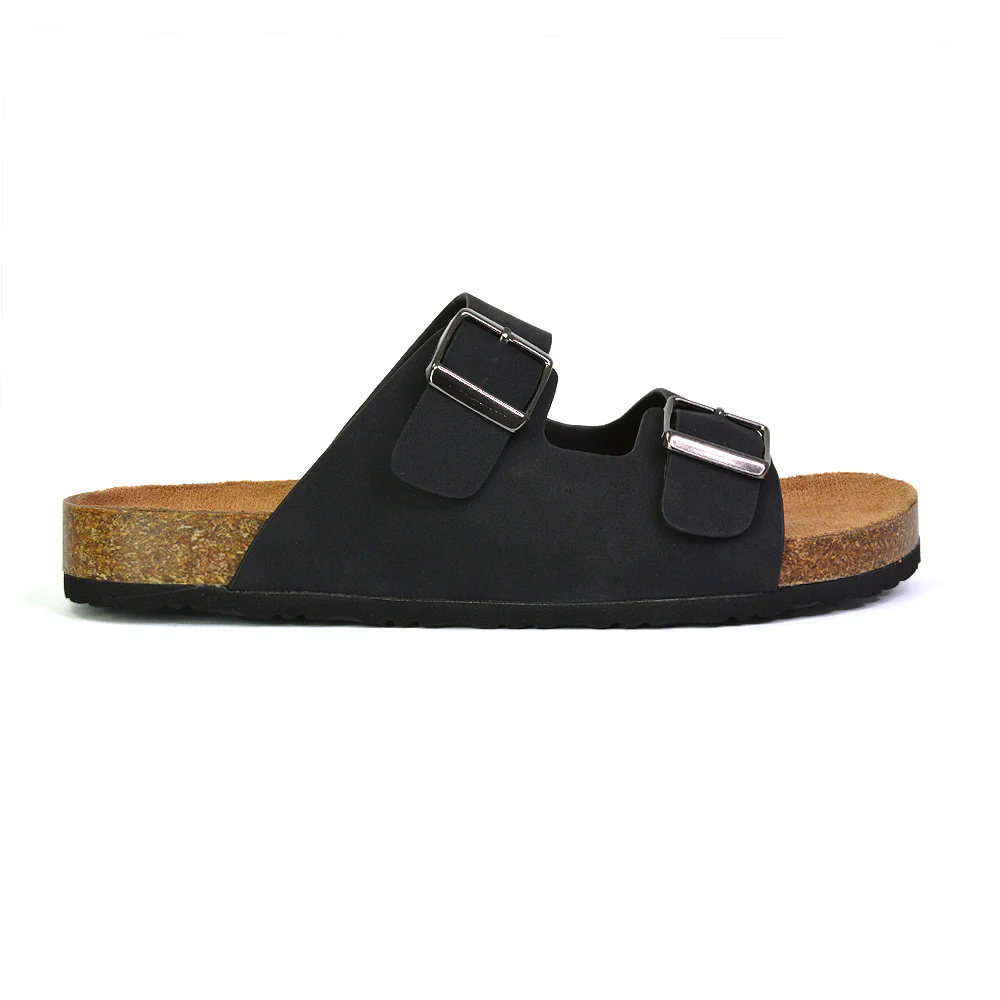 Star Double Buckle Strap Flat Slider Casual Footbed Summer Mule Holiday Sandals in Silver - Image 221