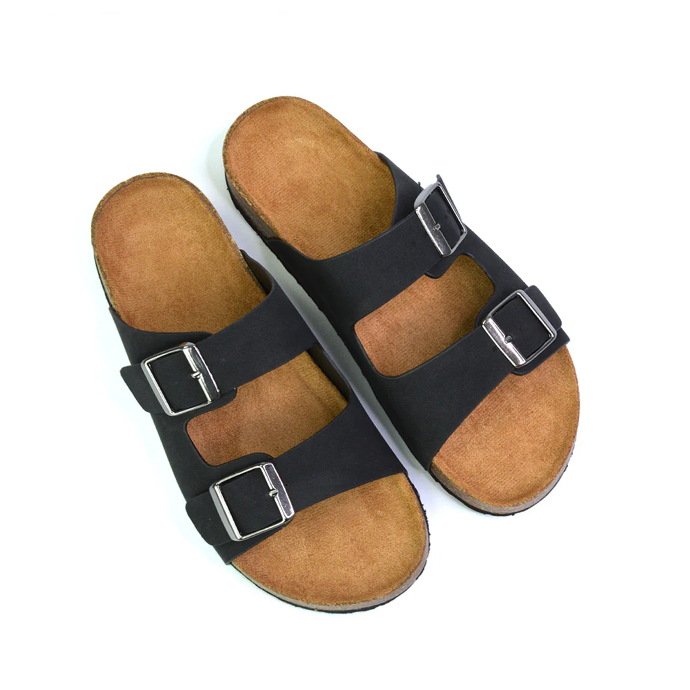 Star Double Buckle Strap Flat Slider Casual Footbed Summer Mule Holiday Sandals in Silver - Image 235