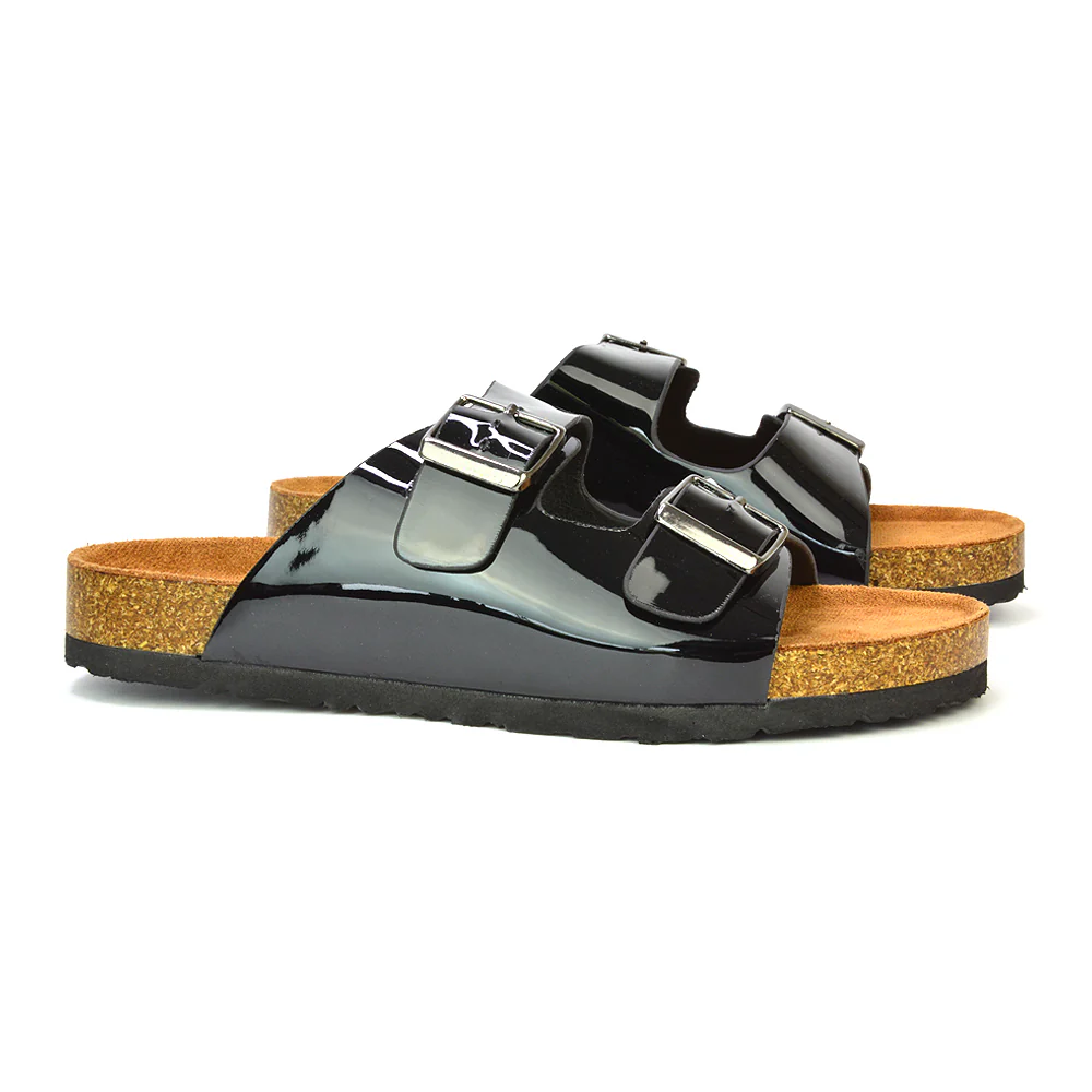 Star Double Buckle Strap Flat Slider Casual Footbed Summer Mule Sandals in White - Image 204