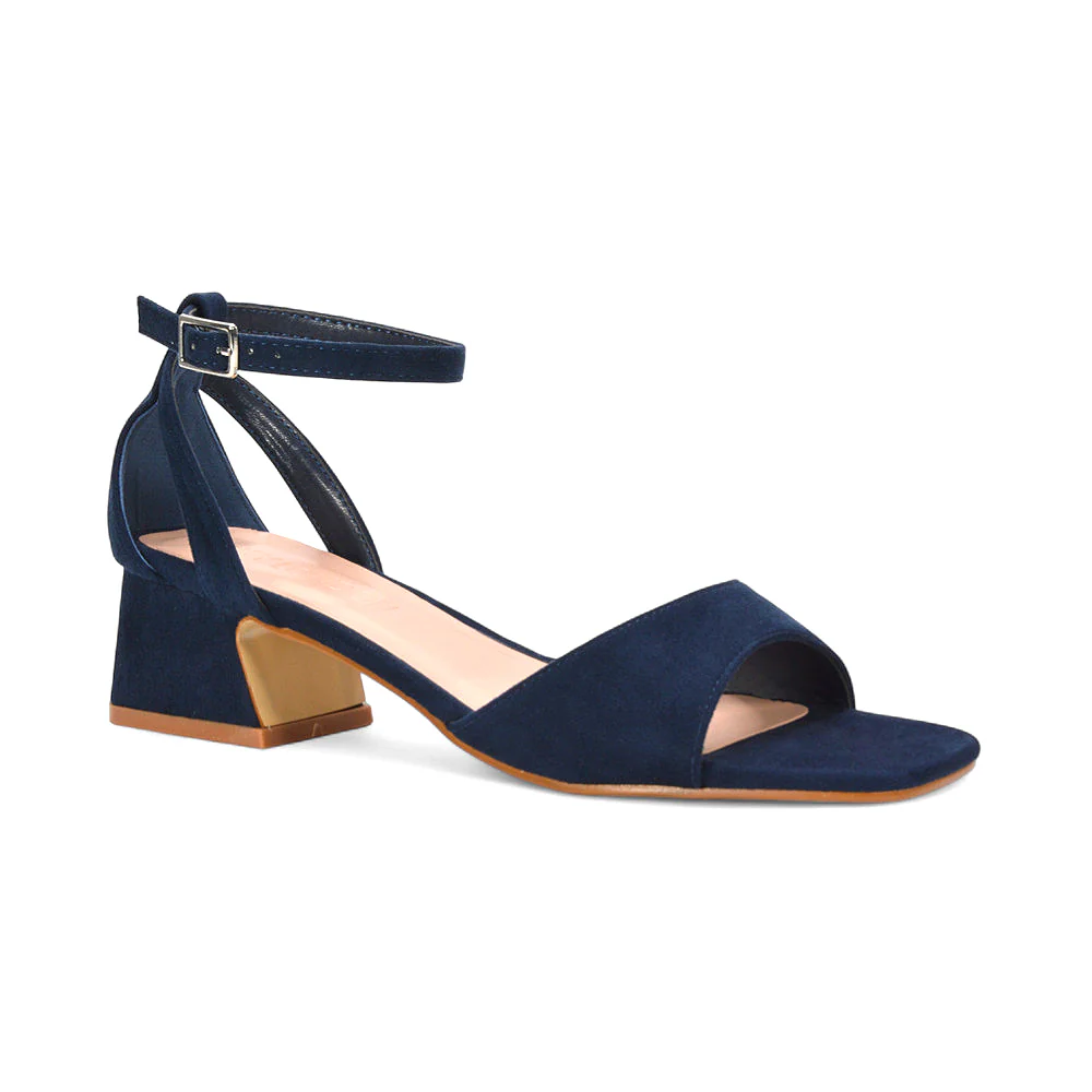 Stevie Square Toe Strappy Low Block Heel Summer Sandals in Silver Metallic - Image 8