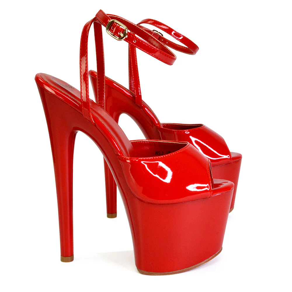 Sunshine Strappy Peep Toe Stiletto High Heel Platform Shoes in Black - Image 25