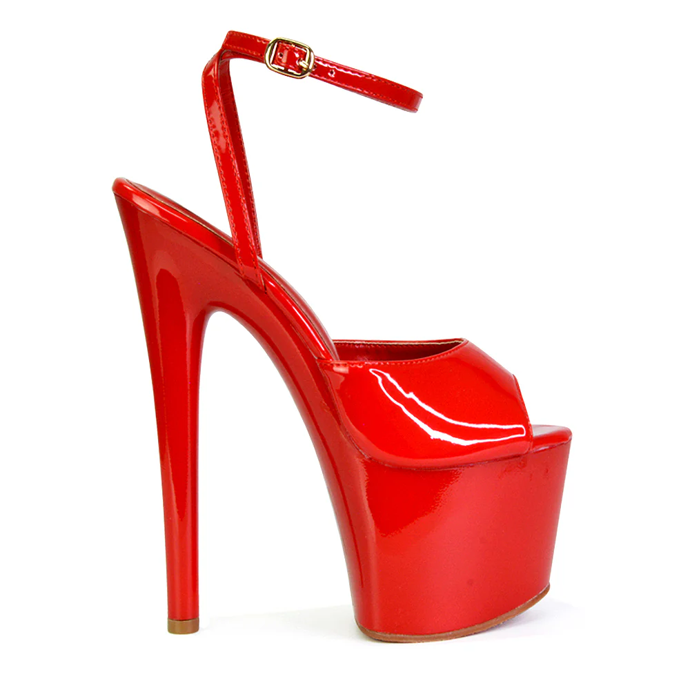 Sunshine Strappy Peep Toe Stiletto High Heel Platform Shoes in Black - Image 28
