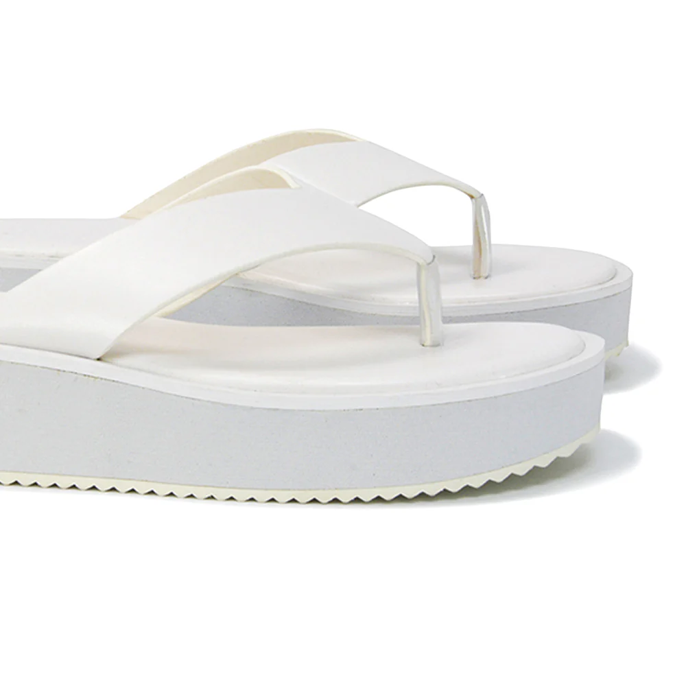 Tammi Strappy Slip On Thong Strap Flatform Flip Flop Flat Sandals Slides in Taupe - Image 45
