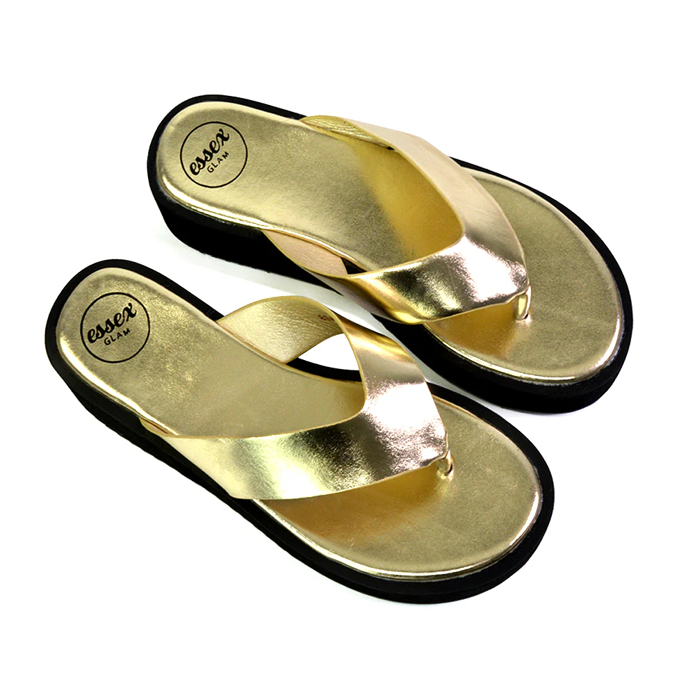 Tammi Strappy Slip On Thong Strap Flatform Flip Flop Flat Sandals Slides in Taupe - Image 87