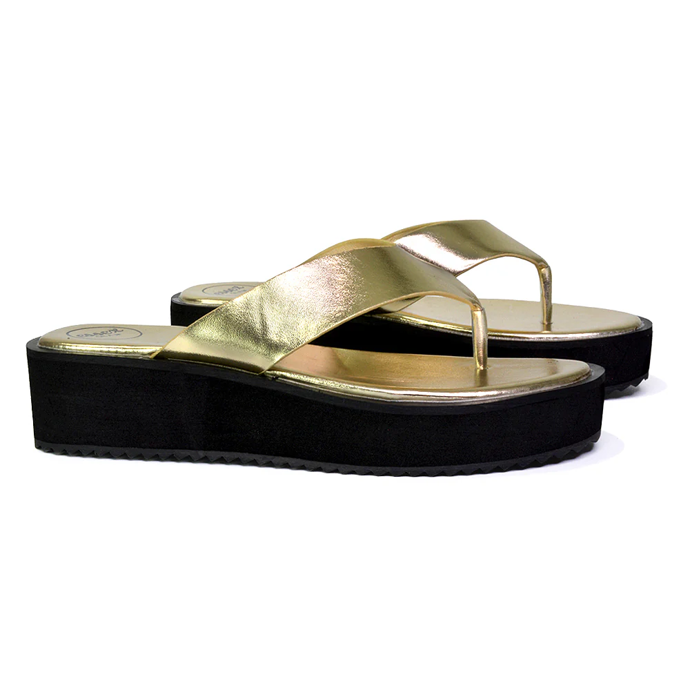 Tammi Strappy Slip On Thong Strap Flatform Flip Flop Flat Sandals Slides in Taupe - Image 89