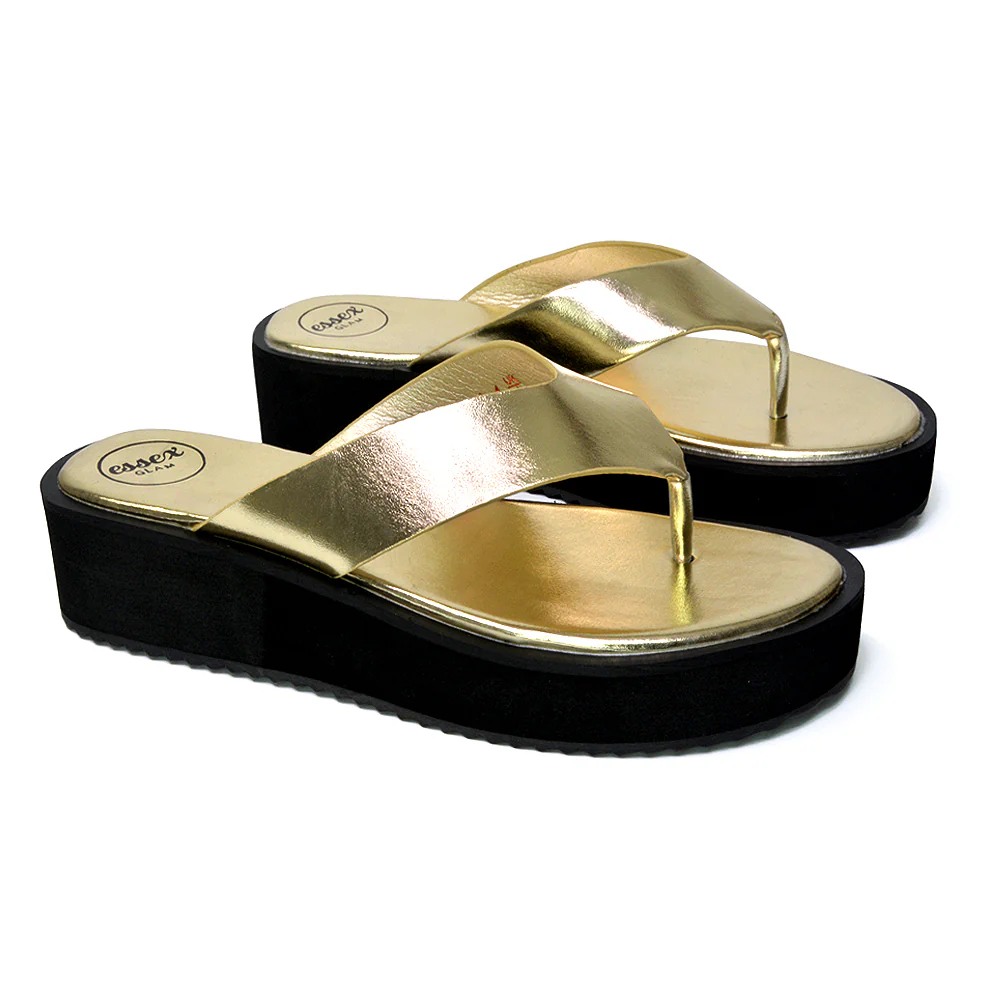 Tammi Strappy Slip On Thong Strap Flatform Flip Flop Flat Sandals Slides in Taupe - Image 91