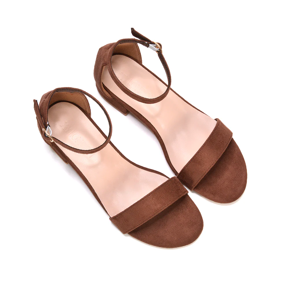 Tate Ankle Strap Low Block Heel Summer Sandals in Gold Metallic - Image 23