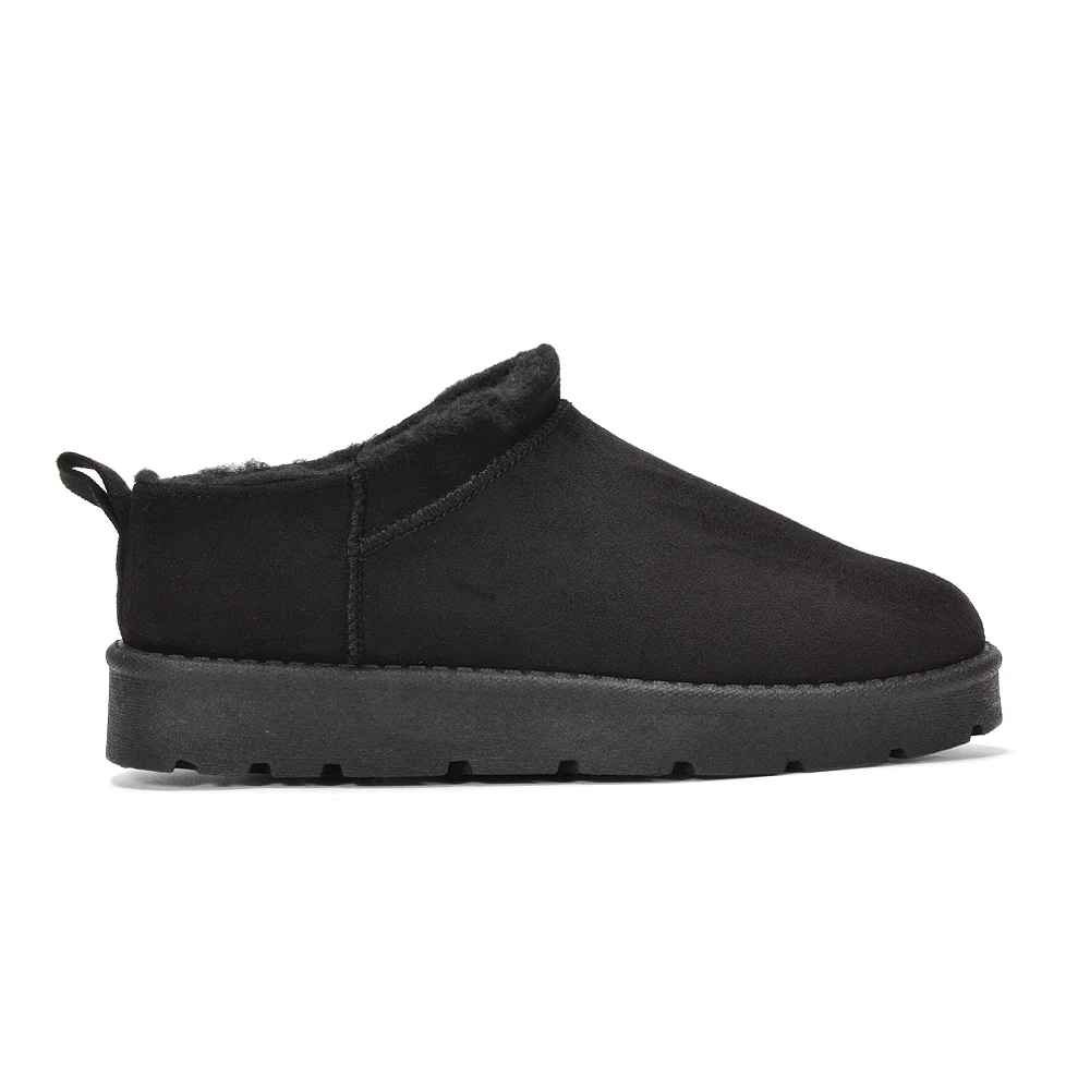 Tayla Flat Ankle Fur Lined Snug Ultra Mini Boots in Black