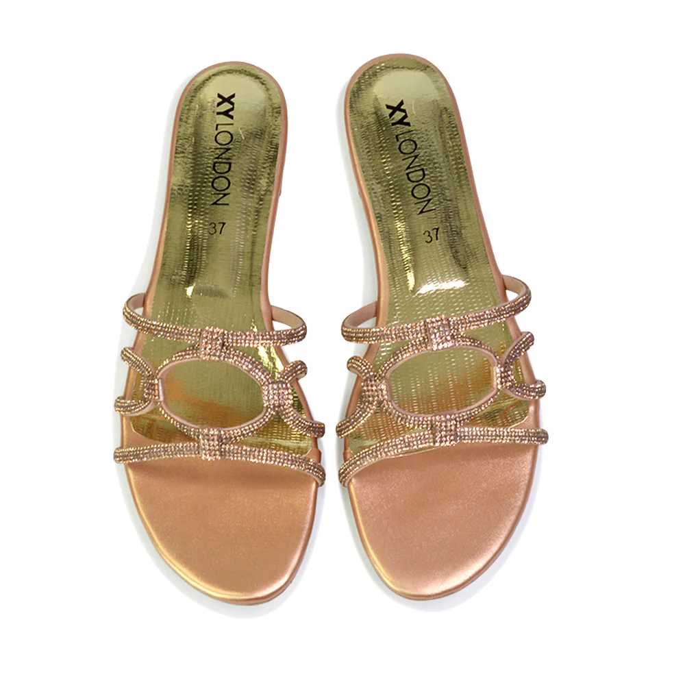 Tiger Slip On Summer Flat Diamante Sandal Statement Sparkly Sliders in Multi - Image 39