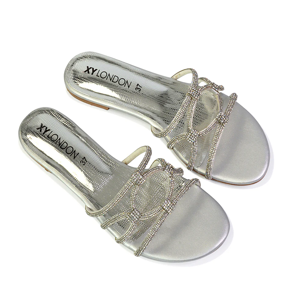 Tiger Slip On Summer Flat Diamante Sandal Statement Sparkly Sliders in Multi - Image 47