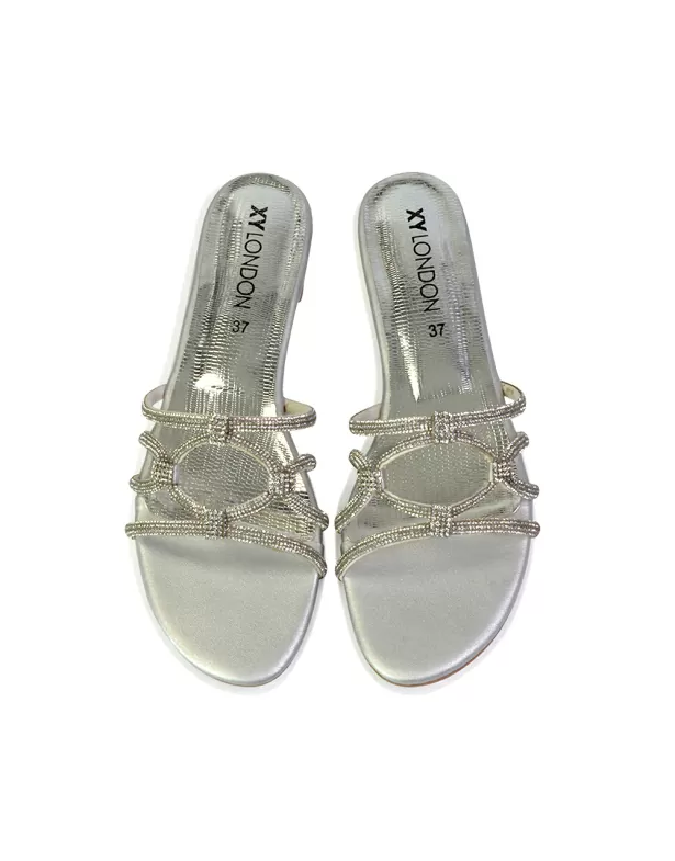 Tiger Slip On Summer Flat Diamante Sandal Statement Sparkly Sliders in Multi - Image 5