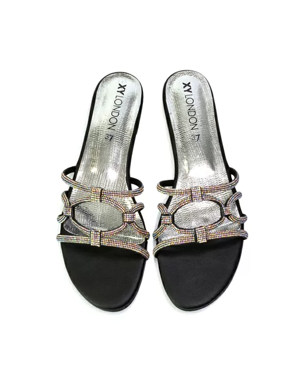 Tiger Slip On Summer Flat Diamante Sandal Statement Sparkly Sliders in Multi - Image 7