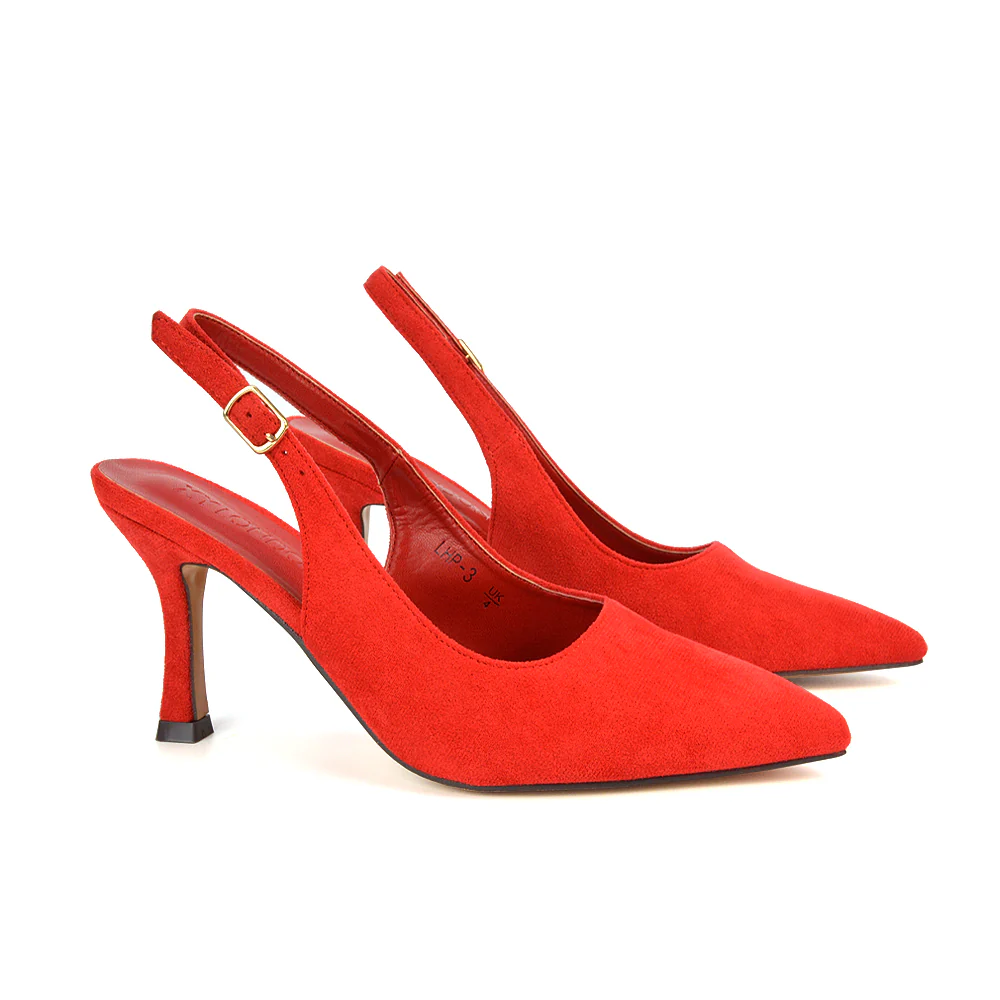 Valerie Stiletto High Heel Closed Toe Slingback Court Shoes in Black Patent - Image 31