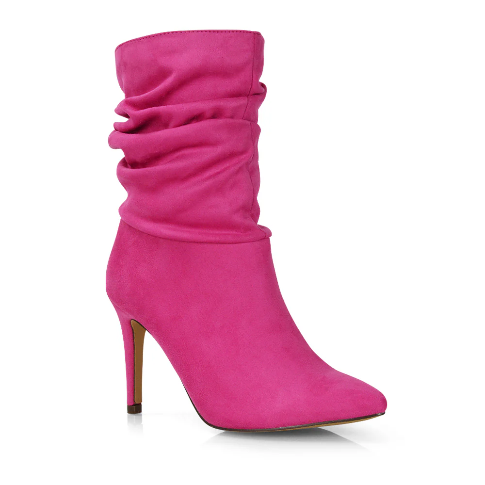 Velma Ruched Pointed Toe Stiletto High Heeled Ankle Boots in Black PU - Image 112