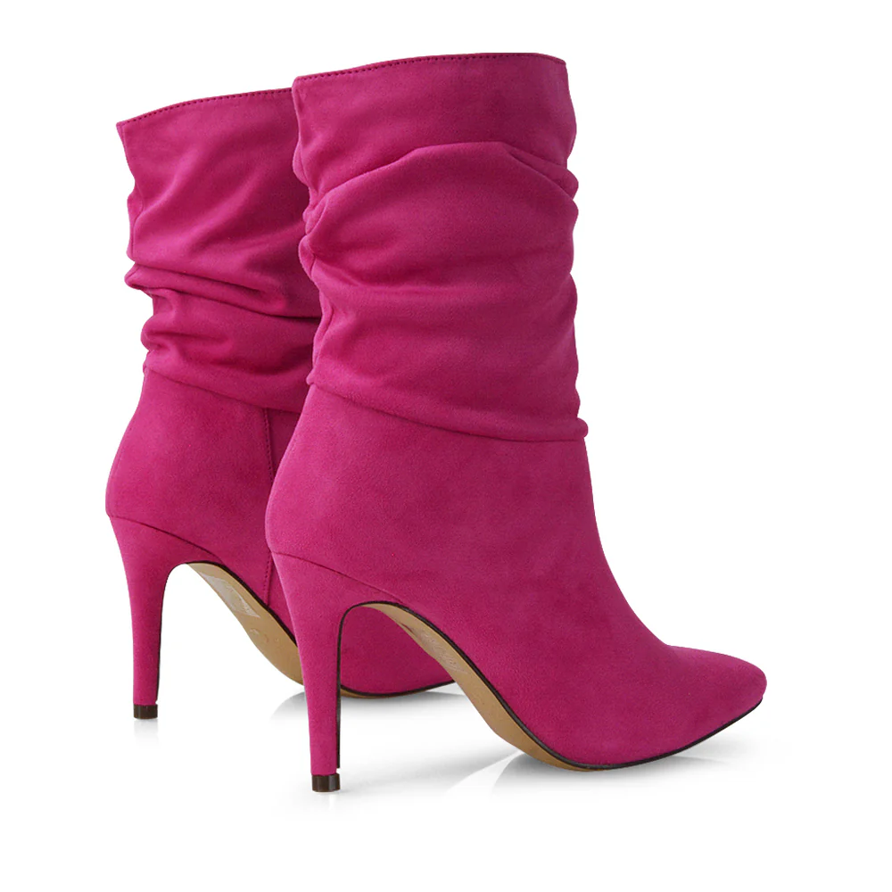 Velma Ruched Pointed Toe Stiletto High Heeled Ankle Boots in Black PU - Image 125