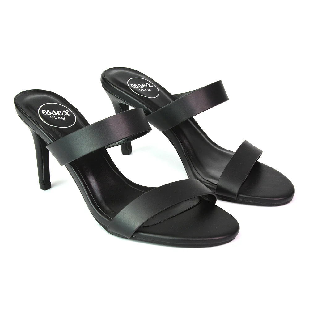 Wolf Round Toe Double Strap Stiletto High Heel Mule Sandals in River Aqua - Image 116