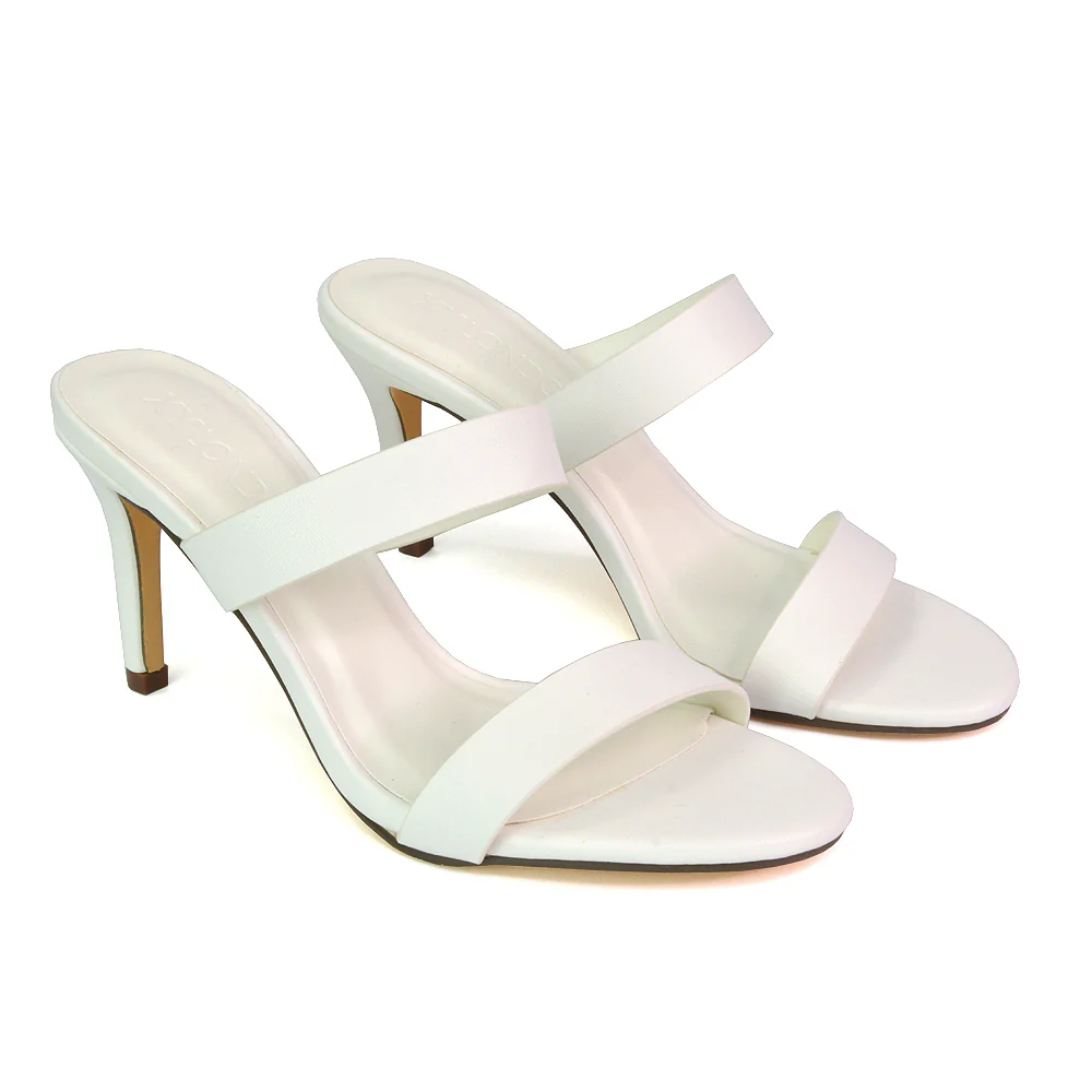 Wolf Round Toe Double Strap Stiletto High Heel Mule Sandals in River Aqua - Image 51