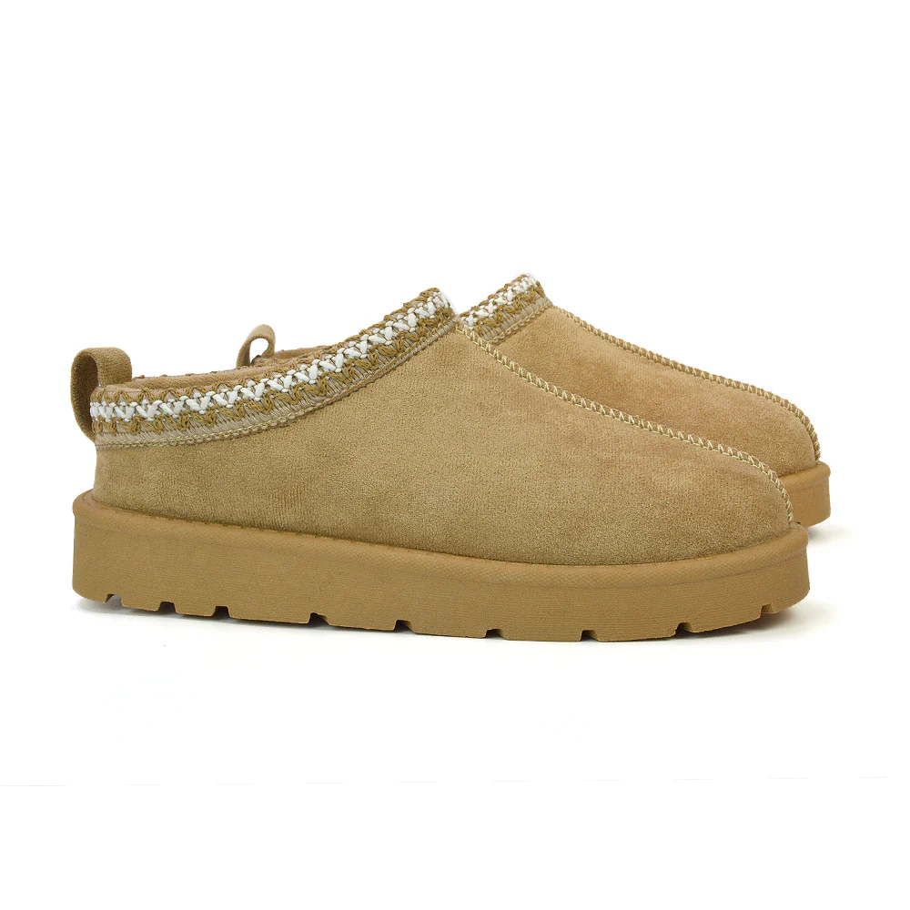 Zoe Aztec Faux Fur Slip On Winter Micro Slippers In Black - Image 119