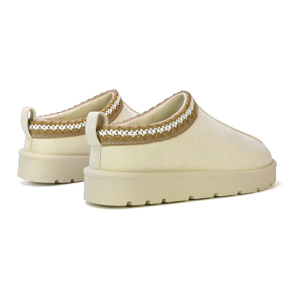 Zoe Aztec Faux Fur Slip On Winter Micro Slippers In Black - Image 34