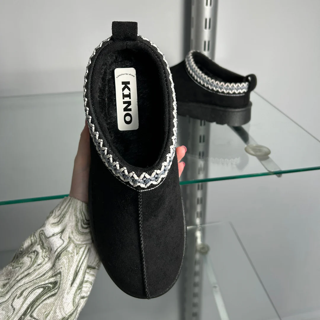Zoe Aztec Faux Fur Slip On Winter Micro Slippers In Sand - Image 175