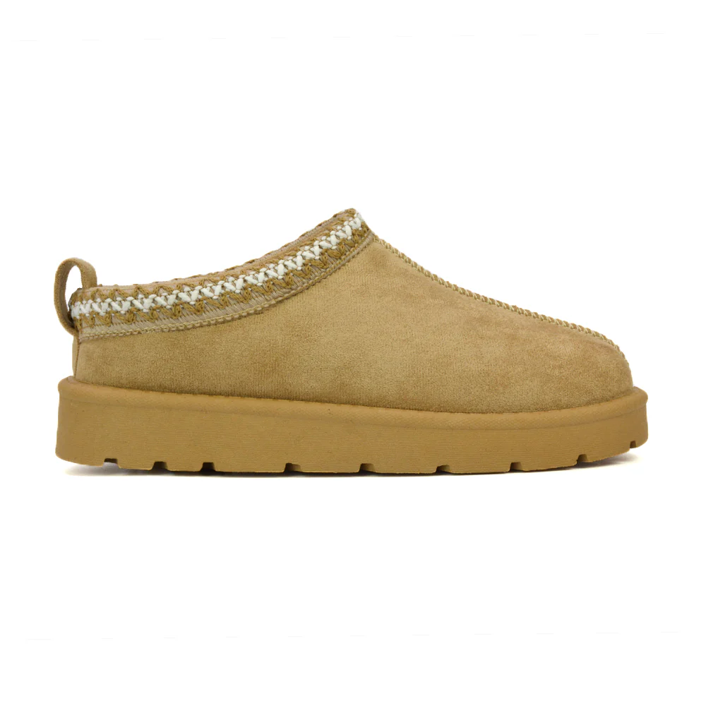 Zoe Aztec Faux Fur Slip On Winter Micro Slippers In Sand - Image 87