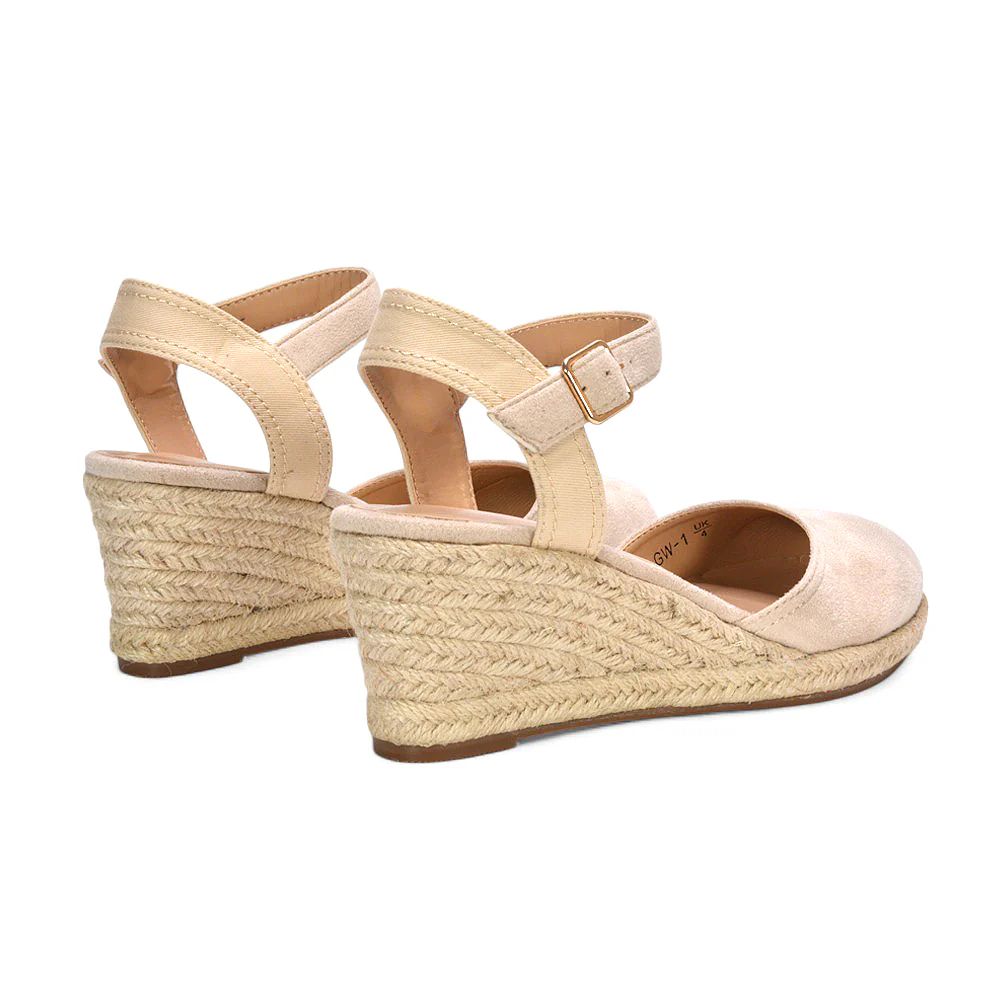 Zoey Closed Toe Strappy Wedge Heel Espadrille Sandals in Black - Image 10