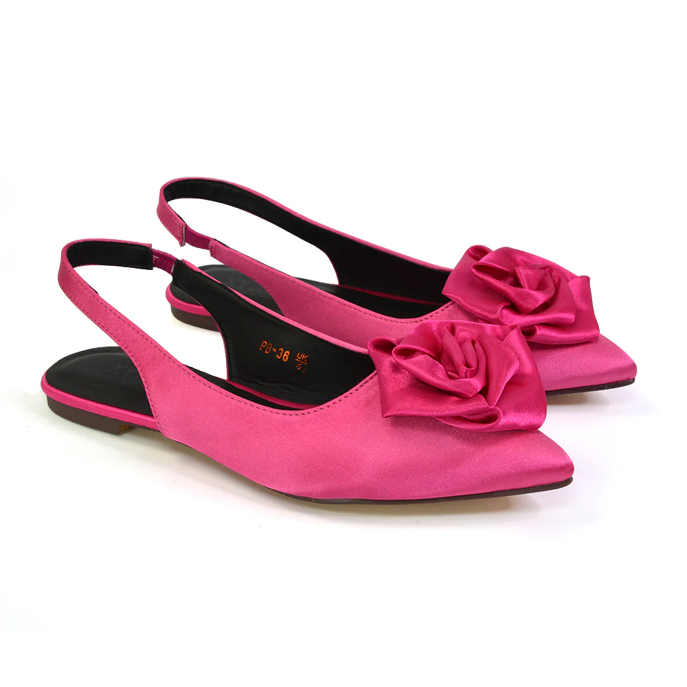Zooey Rose Pointed Toe Sling Back Flat Ballerina Pump Shoes in Black - Image 14