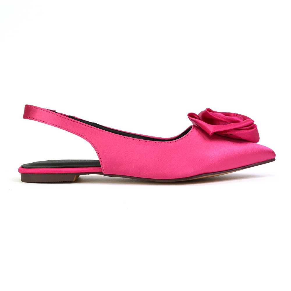 Zooey Rose Pointed Toe Sling Back Flat Ballerina Pump Shoes in Black - Image 21
