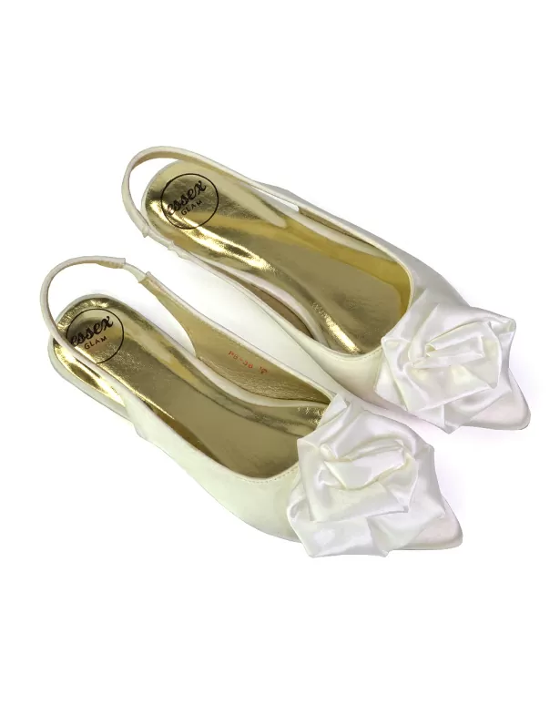 Zooey Rose Pointed Toe Sling Back Flat Ballerina Pump Shoes in Black - Image 5