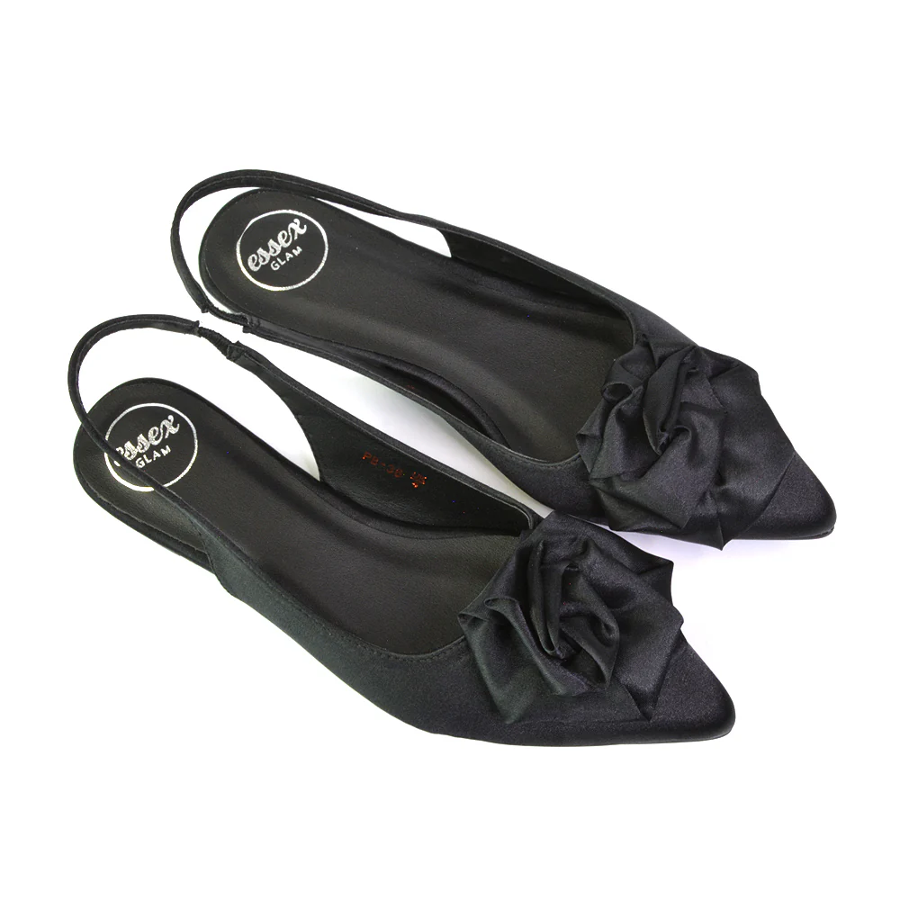 Zooey Rose Pointed Toe Sling Back Flat Ballerina Pump Shoes in Ivory - Image 59